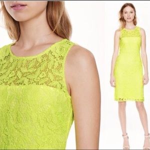 J Crew Collection Neon Yellow Lace Dress 6